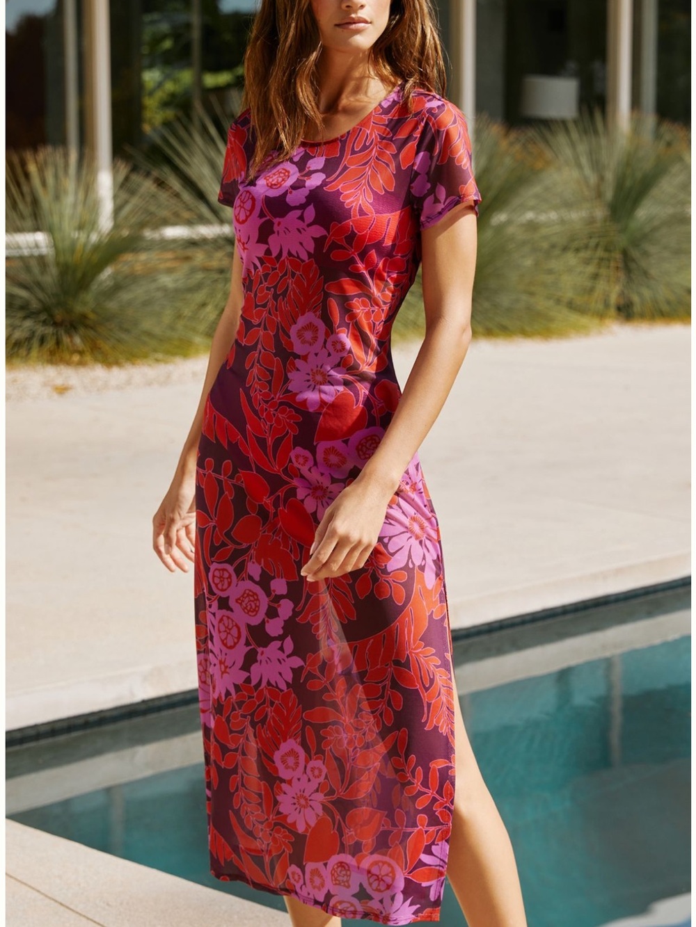 By Anthropologie sheer mesh floral dress